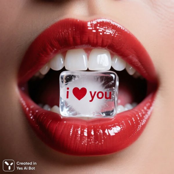 Ледяное послание: губы и нежная любовь. Генерация из нейронной сети Qwen Ai Images