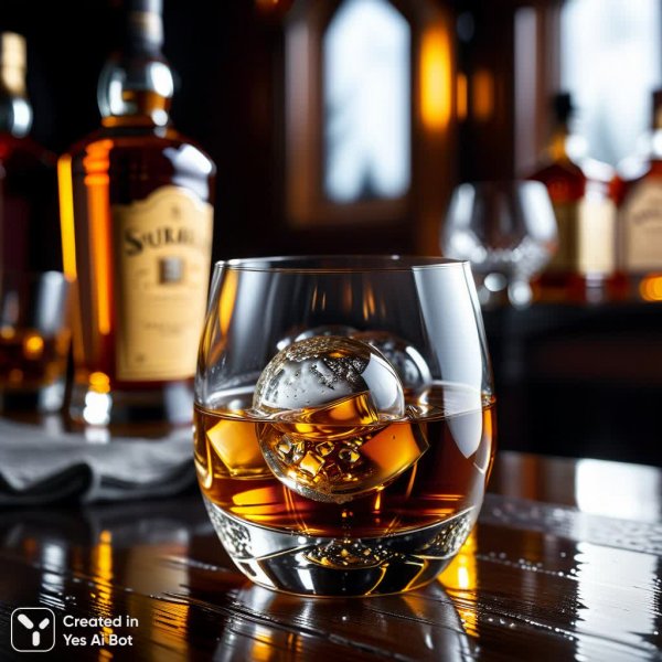 Изысканный виски в хрустальном бокале: совершенство в деталях и объеме. Картинка из нейросети Stable Diffusion