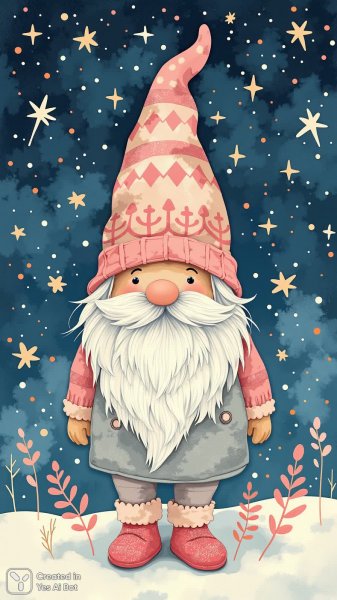 Маленький гном в звездной ночи. Изображение из нейросети Flux.1