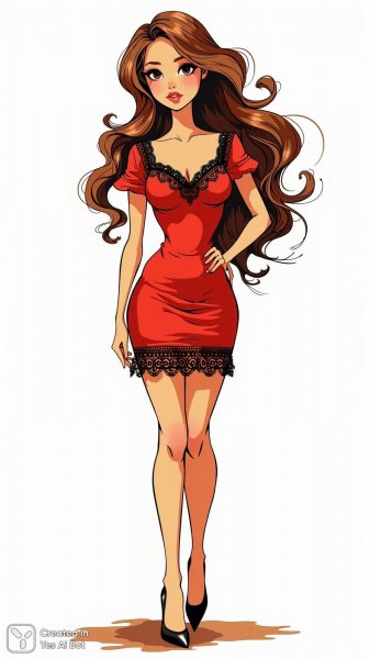 Кукла в ажурном платье: нежная гуашь и уверенный взгляд. Изображение из нейросети Flux 1