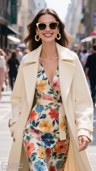 Шик и беззаботность: мода на оживленной улице. Картинка из нейросети Qwen Image