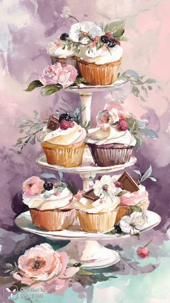 Волшебные кексы: праздник вкуса и нежных акварельных красок. Картинка из нейросети Миджорни