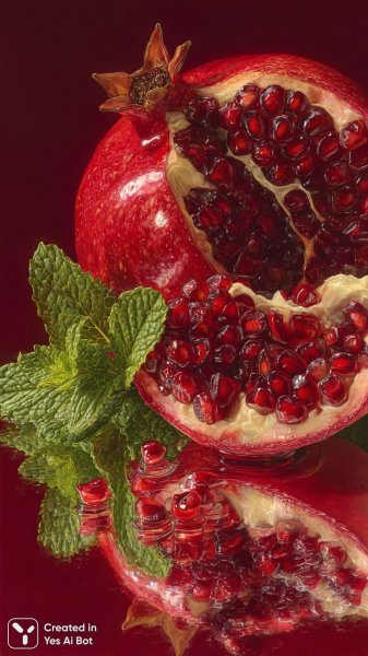 Сочный гранат: свежесть и яркость в деталях. Изображение из нейросети Midjourney