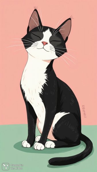 Геометрический кот в пастельных тонах на ярком фоне. Картинка из нейронной сети Flux Ai