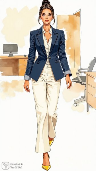 Элегантный образ: стильная женщина в современном офисе. Генерация из нейросети Flux 1