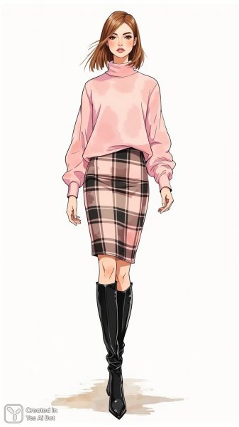 Нежный образ: акварельный скетч модной женщины в пастельных тонах. Генерация из нейросети Flux Ai