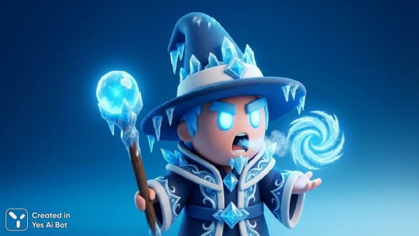 Ледяная провидица: волшебный образ в синих тонах. Генерация из нейросети Nano Banana