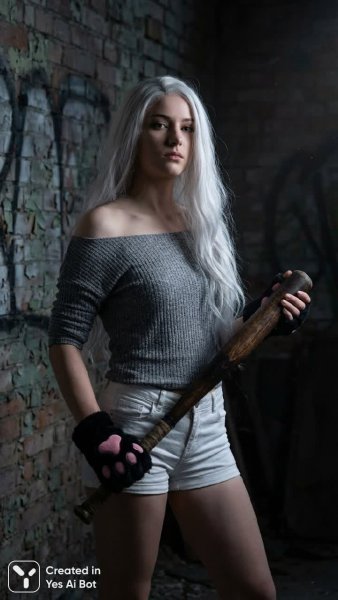 Уверенность и загадка: девушка с битой в таинственной атмосфере. Нейронная сеть Nano Banana