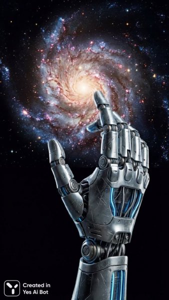 Роботизированная рука и космическая бездна: гиперреалистичная иллюстрация. Нейронная сеть Нано Банана