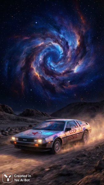 Космическая гонка под звездным небом Союза. Картинка из нейросети Nano Banana