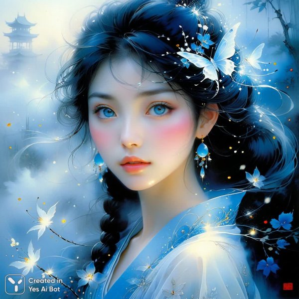 Нежная сказка: свет и поэзия в стиле Ёситака Амано. Генерация из нейронной сети Stable Diffusion