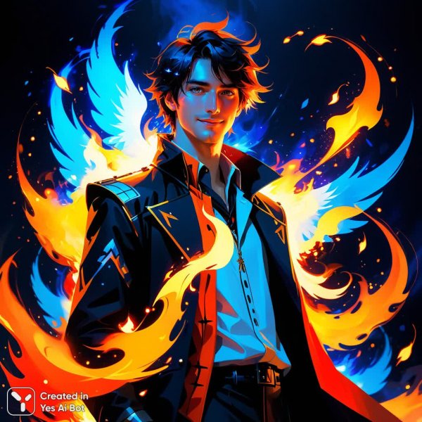 Огненный чародей в полумраке: аркнайт стиль и британский шарм. Изображение из нейронной сети Stable Diffusion