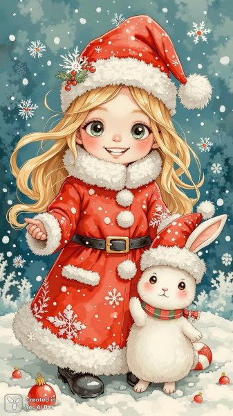 Алиса в красном костюме Санты: волшебство зимней сказки от Craola. Нейросеть Flux