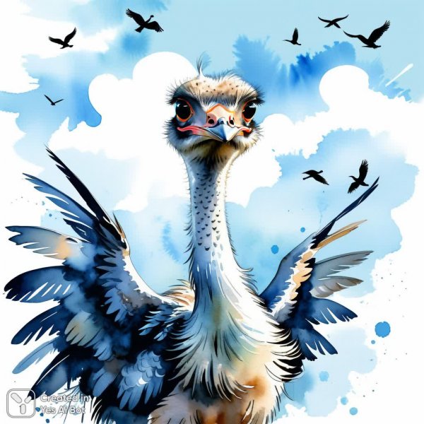 Небесная мечта аиста в акварели. Нейронная сеть Stable Diffusion