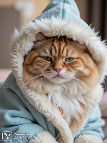 Раннее утро и котик в шапке: уютное настроение и легкая ирония. Нейросеть Flux