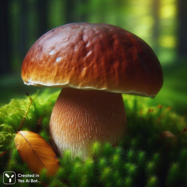 Лесной гриб в деталях: натуралистичная красота осеннего подлеска. Нейронная сеть Dalle 3
