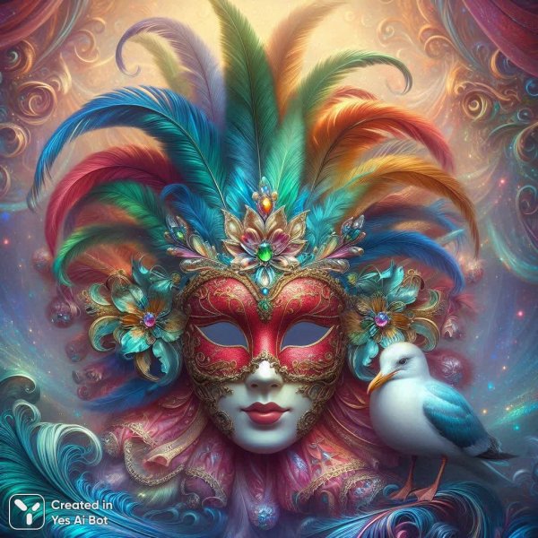 Венеция: тайна маски и чайки. Генерация из нейронной сети Далли 3