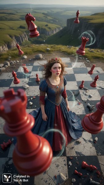 Встреча королевы на шахматном поле: сказочный портрет в стиле гиперреализма. Генерация из нейронной сети Нано Банана