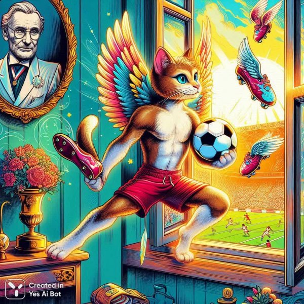 Котик-футболист: необычный взгляд на игру. Нейросеть Dalle 3