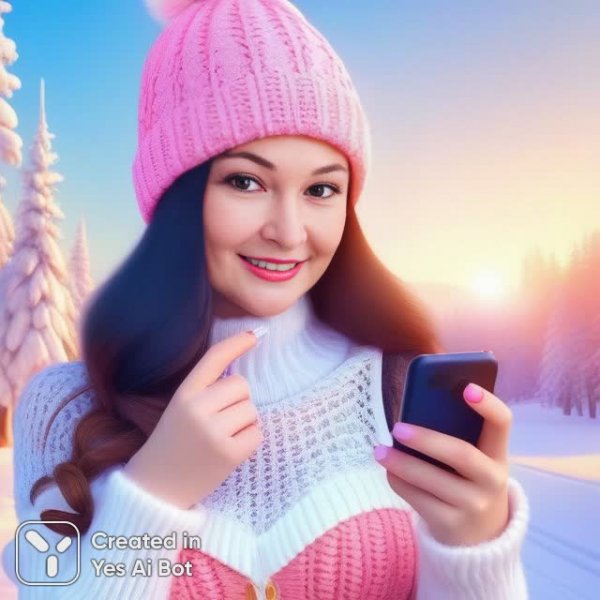 Заснеженная девушка с морковкой вместо носа и праздничным настроением. Изображение из нейронной сети Stable Diffusion