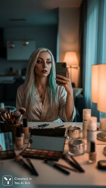 Красивое селфи утреннего макияжа. Изображение из нейронной сети NanoBanana