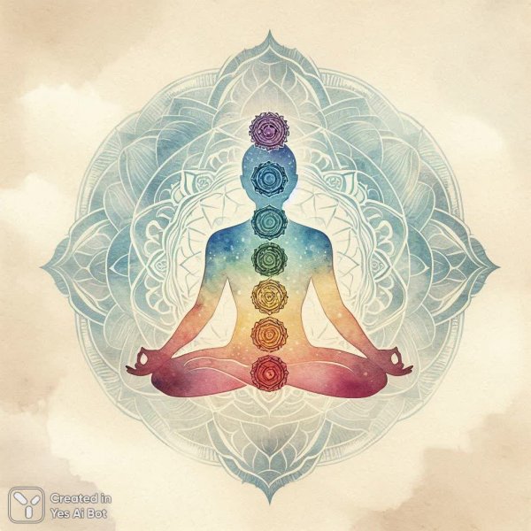 Семь чакр: акварельная гармония внутреннего покоя и просветления. Изображение из нейросети Dalle-3