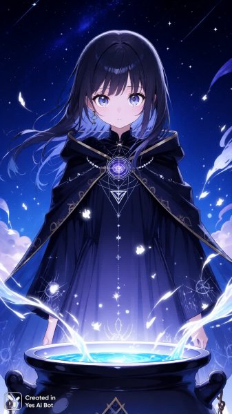 Ведьма и колдовство: таинства ночного неба и зелья сновидений. Картинка из нейронной сети Qwen images Ai