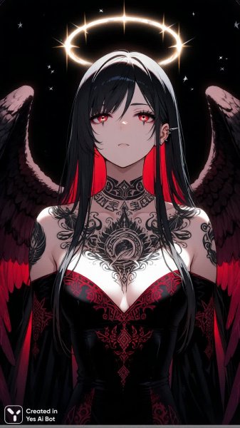 Небесное создание с темными крыльями и сиянием. Изображение из нейронной сети Qwen Images