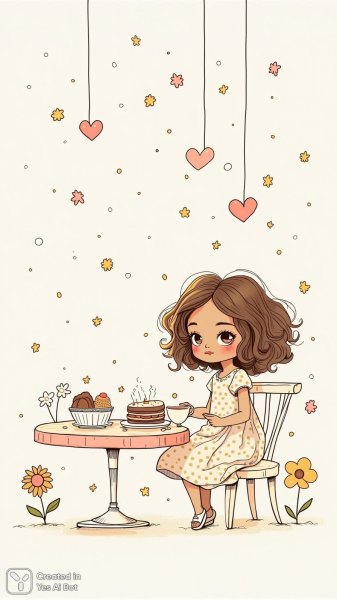 Кукла на чаепитии: волшебный мир рукоделия и уюта. Изображение из нейросети Flux