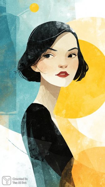 Женщина в стиле Баухаус: портрет с геометрией и яркими красками. Изображение из нейросети Миджорни