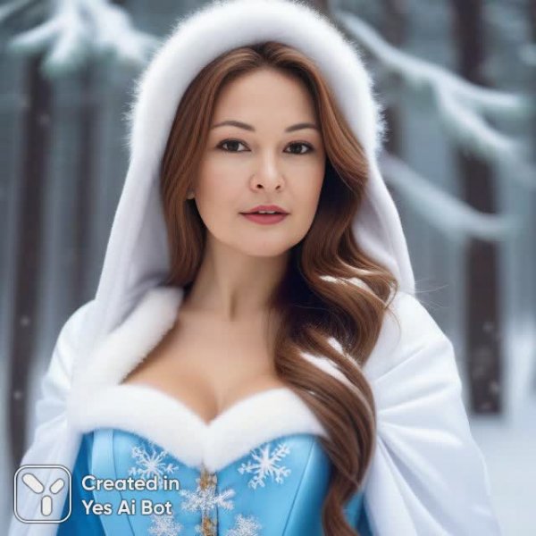 Снежная красавица в зимнем лесу. Картинка из нейронной сети Stable Diffusion