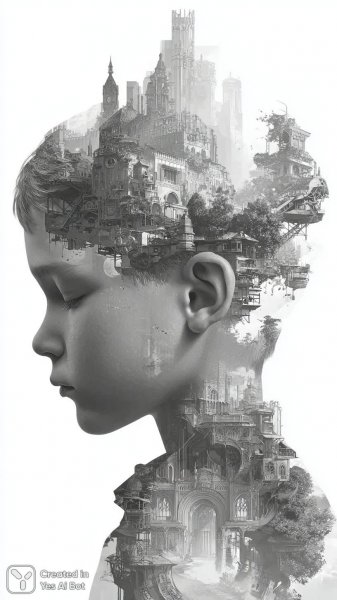 Городские размышления юного мечтателя. Генерация из нейросети Midjourney