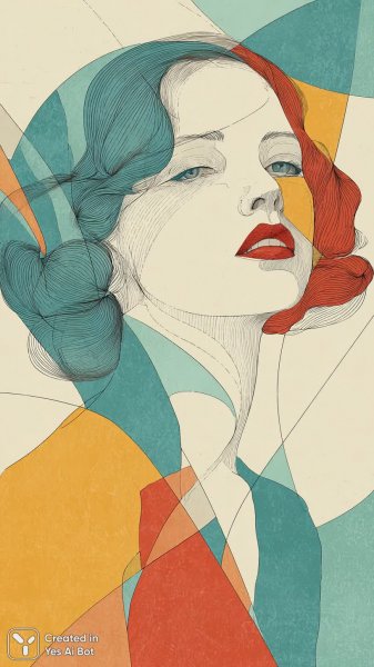 Загадочный портрет в духе баухауса и дадаизма. Генерация из нейросети Midjourney