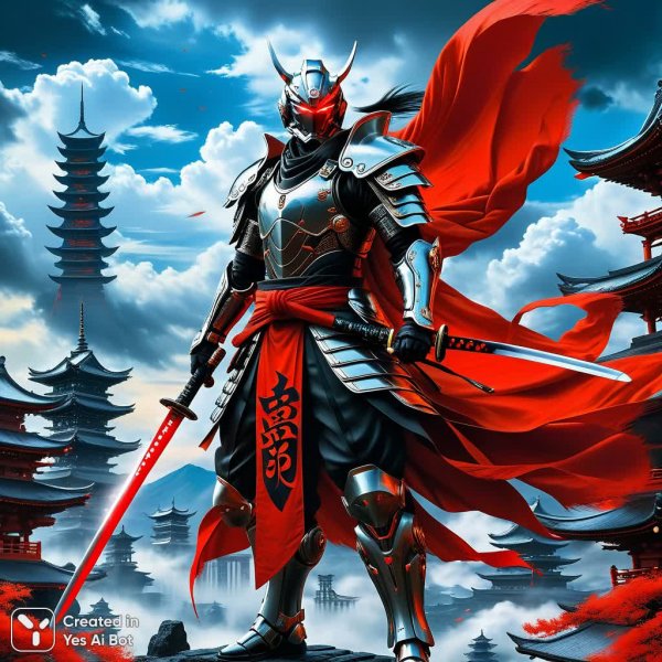 Самurai из стали и тени: гиперреалистичный шедевр темного фэнтези. Генерация из нейросети Stable Diffusion