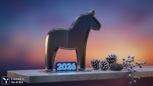 Современный минимализм: силуэт коня и праздник 2026. Генерация из нейросети NanoBanana