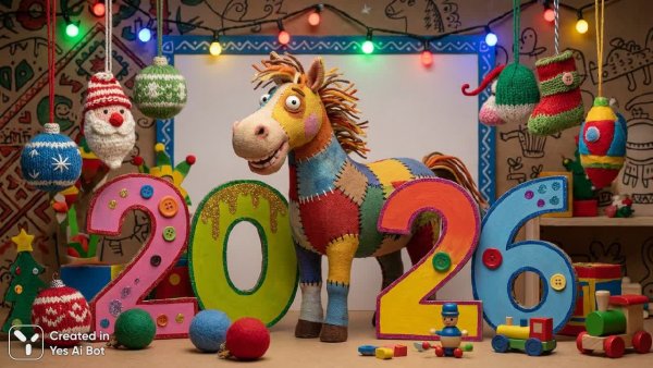 Лошадь в ярком пальто: праздничное настроение по-ваське ложкину. Генерация из нейронной сети Нано Банана