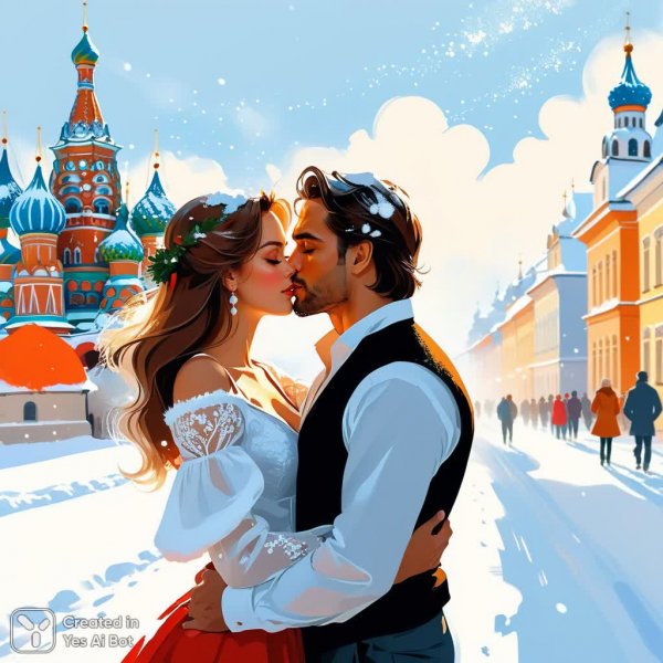 Заснеженная страсть: романтика в российском стиле. Нейросеть Stable Diffusion