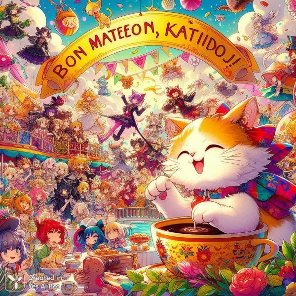 Котик и косплееры: фэнтезийная встреча под необычным лозунгом. Картинка из нейросети Dalle