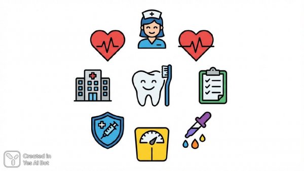 Иконки здоровья: минималистичный набор для медицины и стоматологии. Картинка из нейросети Nano-Banana