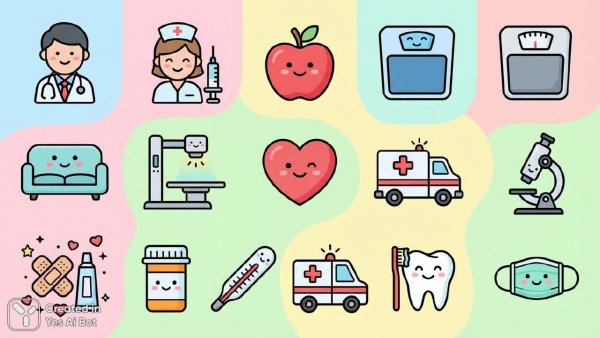 Медицинские иконки: минимализм и радость в пастельных тонах для вашего проекта. Картинка из нейросети Нано Банана