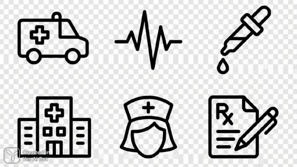 Коллекция медицинских иконок: минимализм и четкость линий для цифровых и печатных материалов. Генерация из нейронной сети Nano Banana