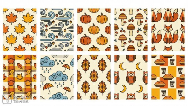 Осенняя коллекция: игривые паттерны в стиле минимализм для дизайна. Генерация из нейросети NanoBanana