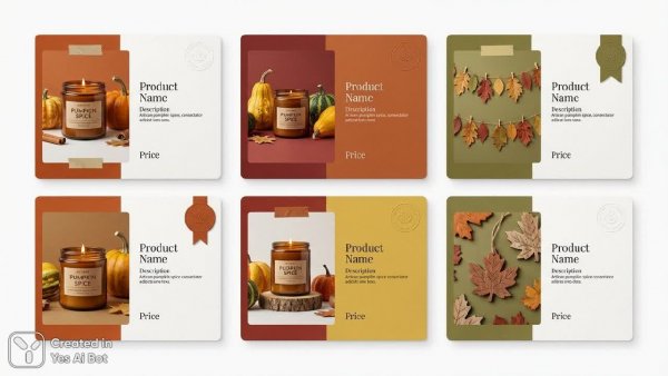 Осенние карточки товаров: 6 уникальных макетов для вашего бренда. Нейросеть Nano-Banana
