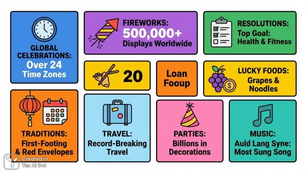 Новогодние инфографики: статистика и веселые факты в стиле минимализм. Нейронная сеть Nano-Banana