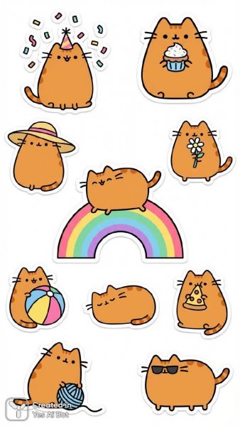 Десять милых стикеров с пушеном: веселье и минимализм в векторной графике. Изображение из нейросети NanoBanana