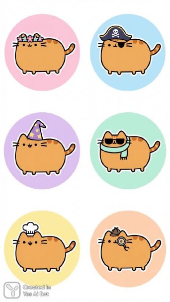 Милый Пушин: Веселые наклейки в пастельных тонах. Нейронная сеть Нано Банана