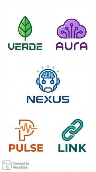 Современные логотипы для технологических стартапов. Картинка из нейросети NanoBanana