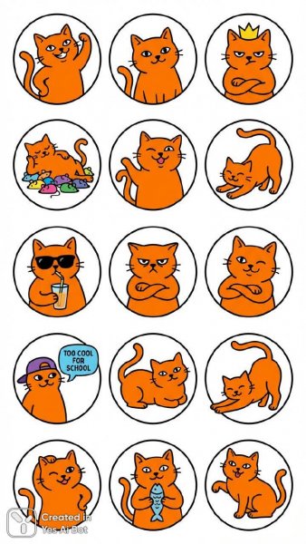 Оранжевые котики: Стикеры с характером и минимализмом. Картинка из нейросети Nano-Banana