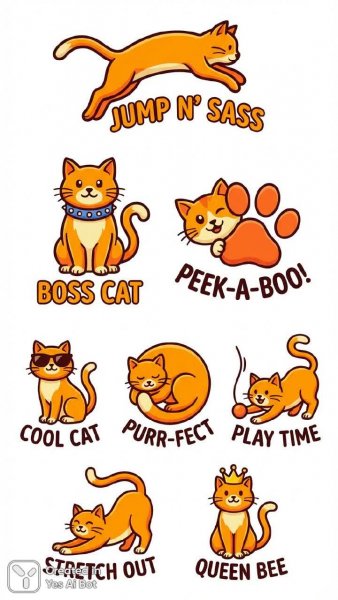 Оранжевые коты: коллекция стильных логотипов в стиле минимализм. Нейронная сеть NanoBanana