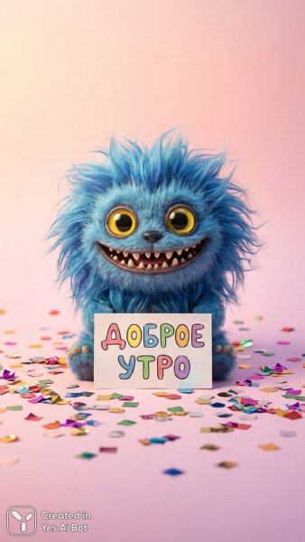 Весёлый зверёк в конфетти: утреннее настроение и игривое приключение. Изображение из нейронной сети Нано Банана